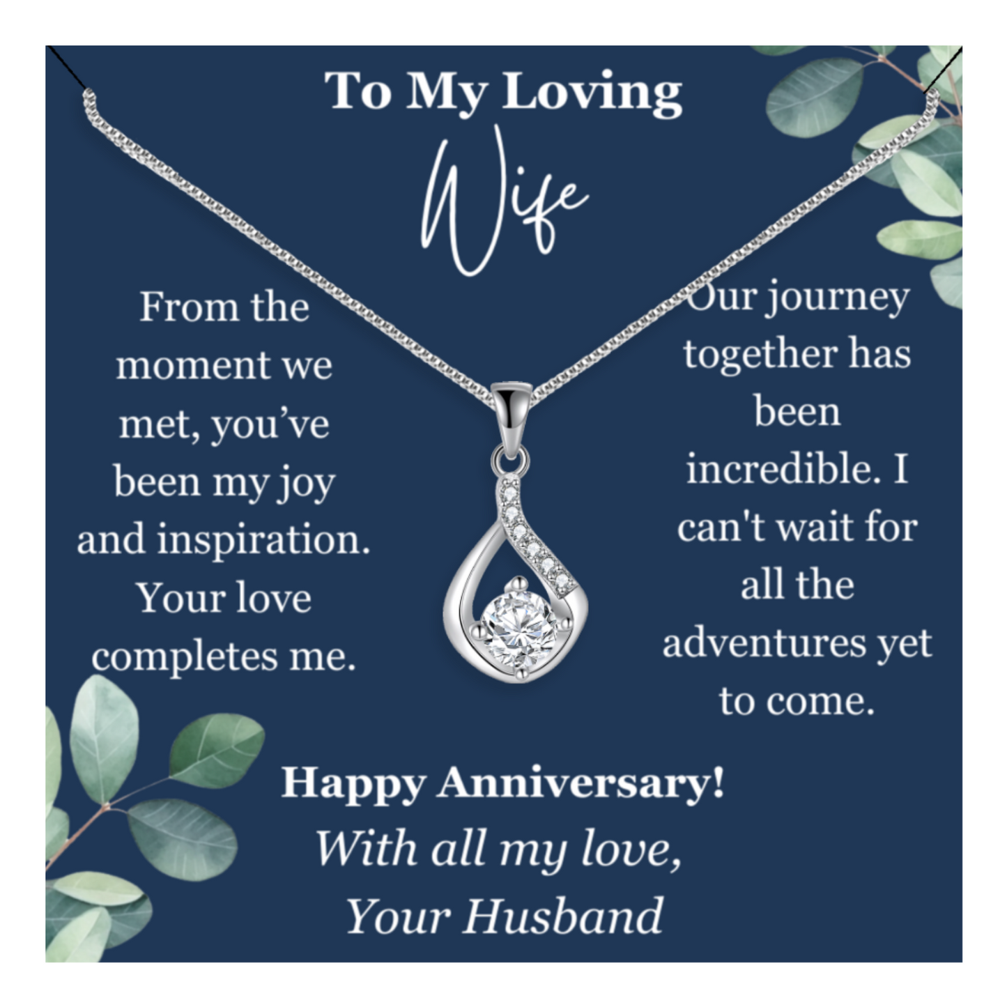 Happy Anniversary To My Wife Love Drop Necklace