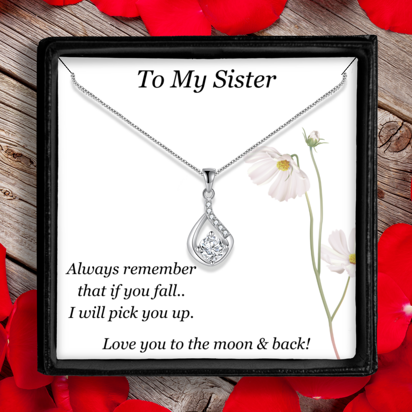 Gift for Sister - Love Drop Pendant - Sentimental Message Card