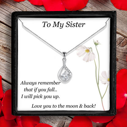 Gift for Sister - Love Drop Pendant - Sentimental Message Card