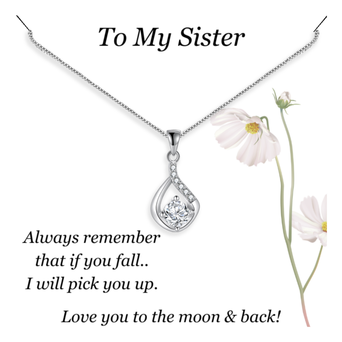 Gift for Sister - Love Drop Pendant - Sentimental Message Card