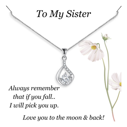 Gift for Sister - Love Drop Pendant - Sentimental Message Card