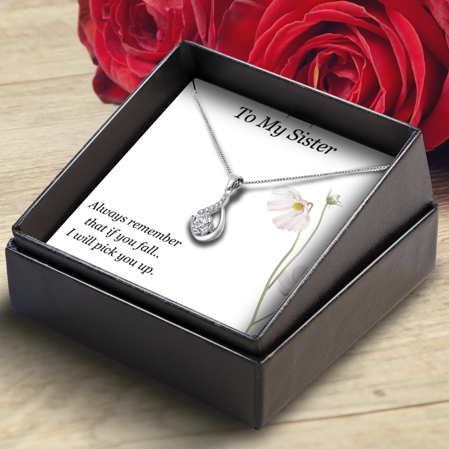 Gift for Sister - Love Drop Pendant - Sentimental Message Card