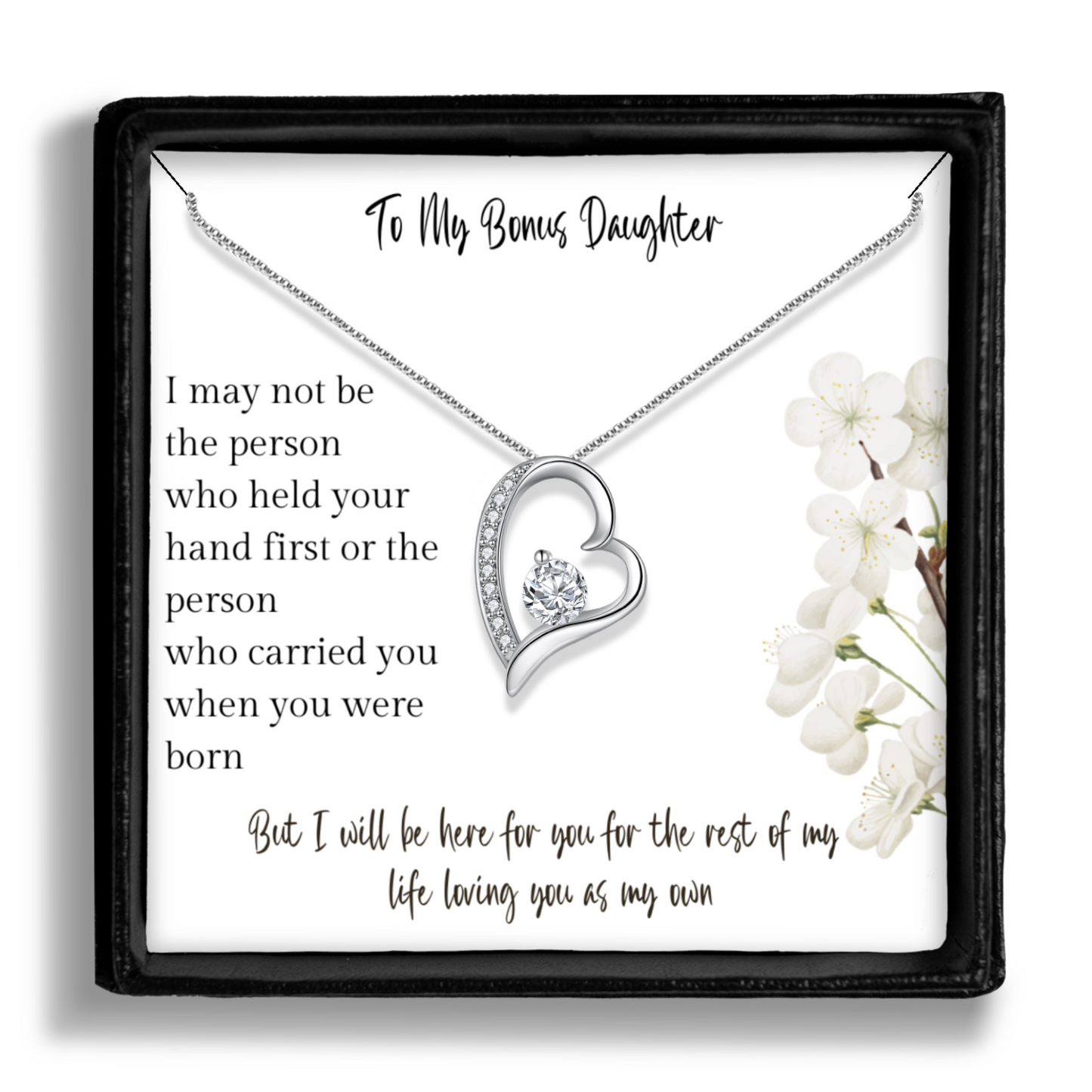 Gift for Bonus Step Daughter - Pendant Necklace - Sentimental Message Card