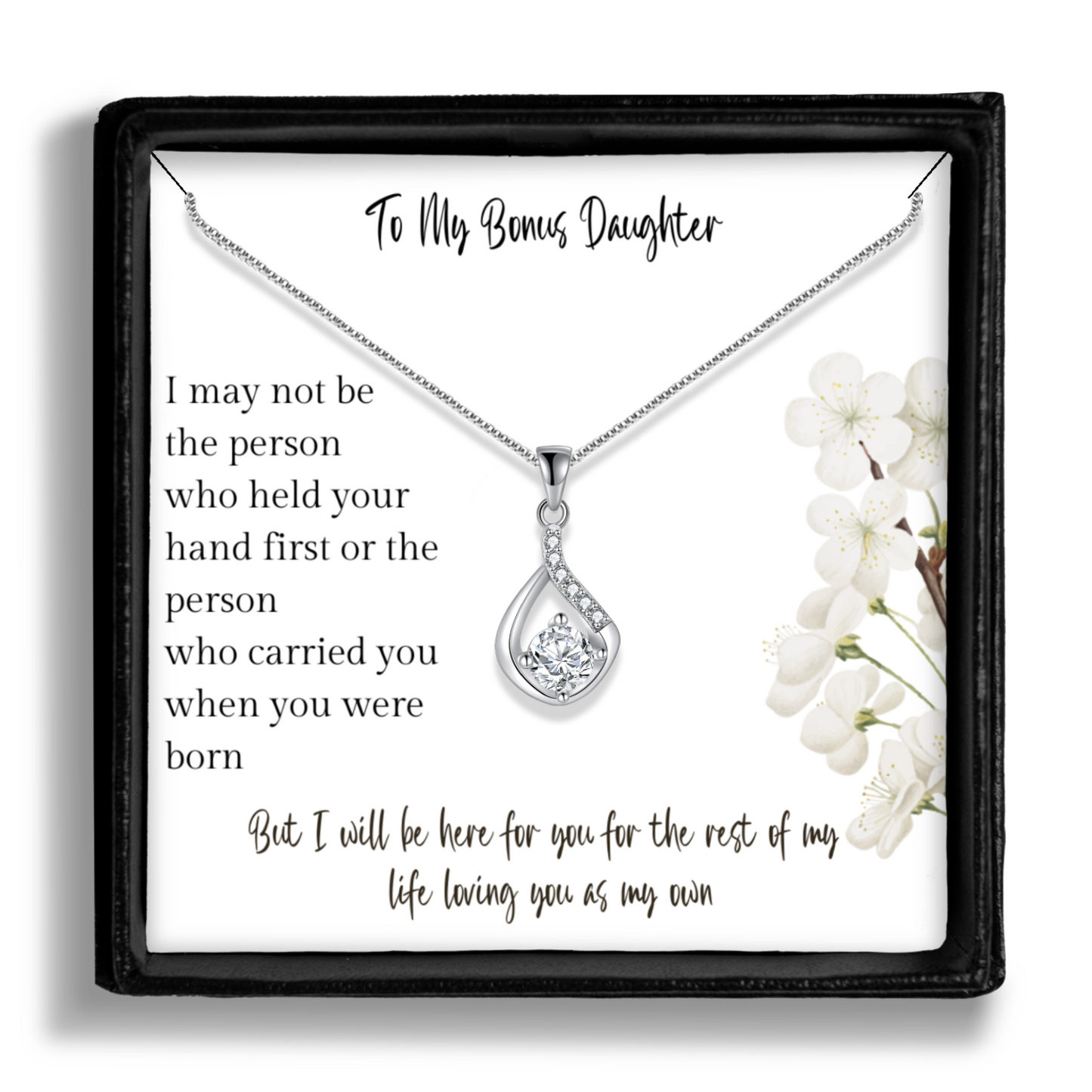 Gift for Bonus Step Daughter - Pendant Necklace - Sentimental Message Card