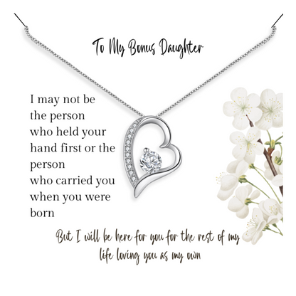 Gift for Bonus Step Daughter - Pendant Necklace - Sentimental Message Card