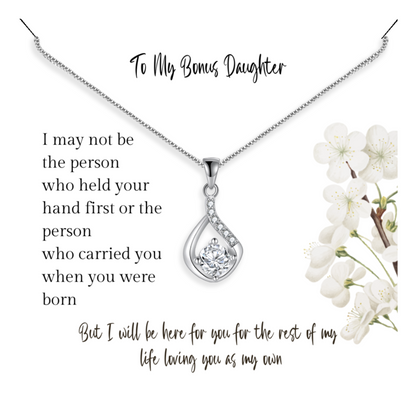 Gift for Bonus Step Daughter - Pendant Necklace - Sentimental Message Card