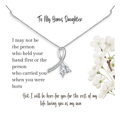 Gift for Bonus Step Daughter - Pendant Necklace - Sentimental Message Card