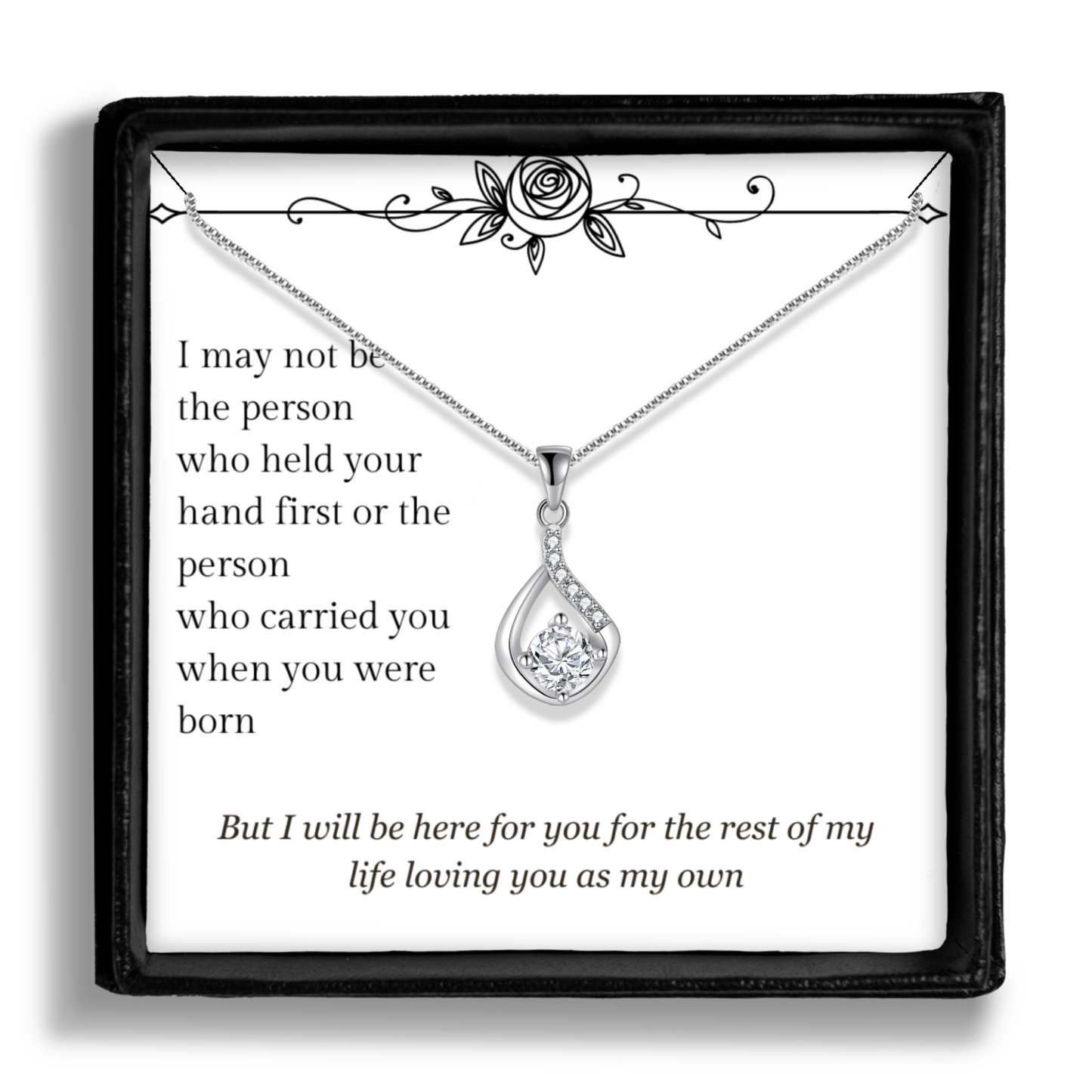 Gift for Stepdaughter Bonus Daughter - Pendant Necklace - Sentimental Message Card