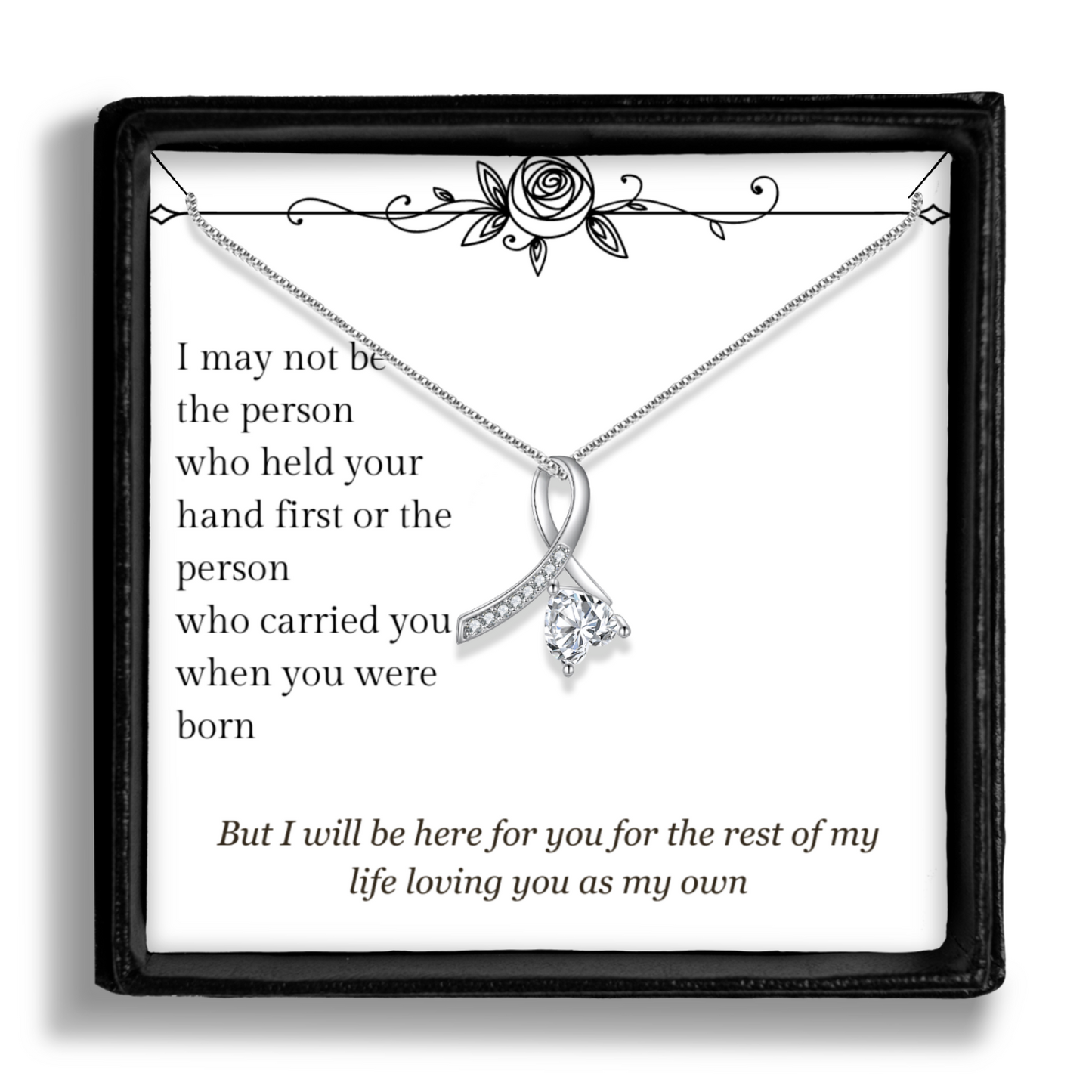 Gift for Stepdaughter Bonus Daughter - Pendant Necklace - Sentimental Message Card