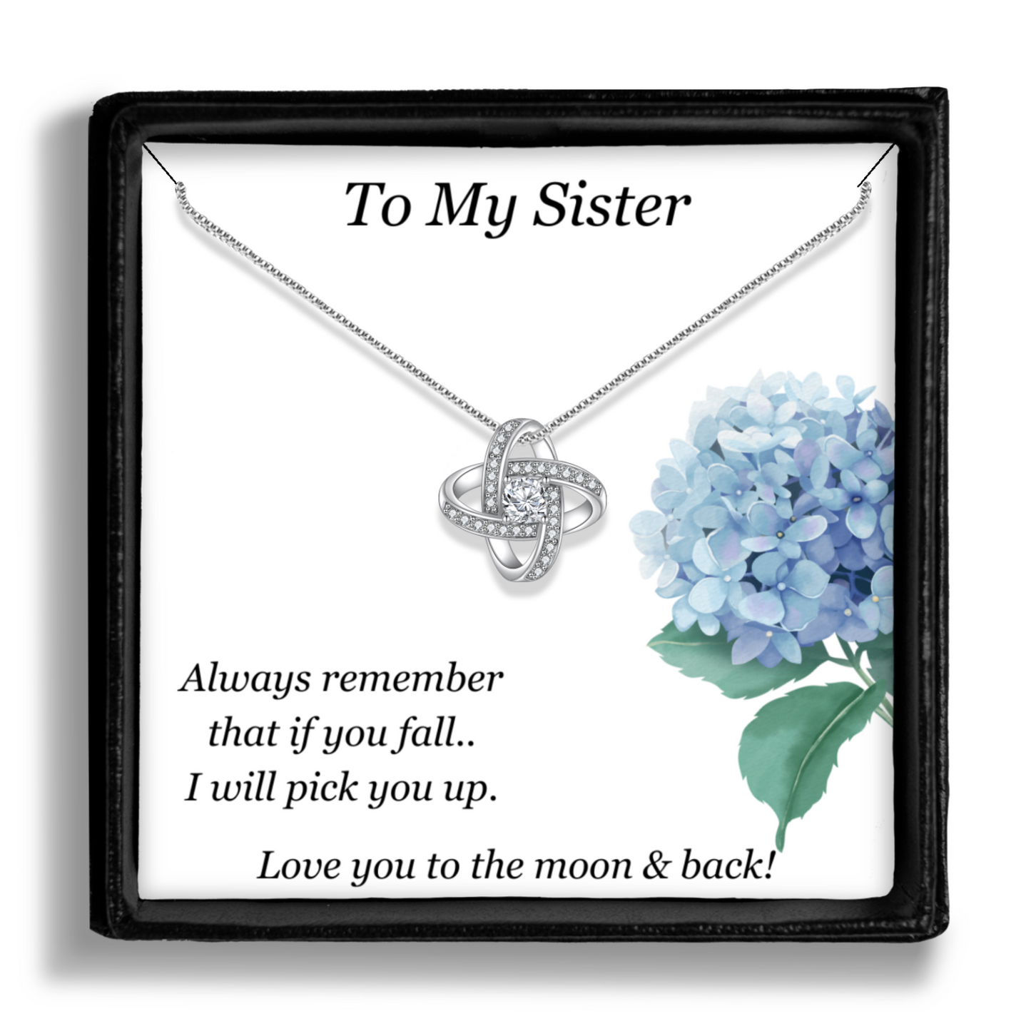 Gift for Sister - Pendant Necklace - Sentimental Message Card - I Will Always Pick You Up