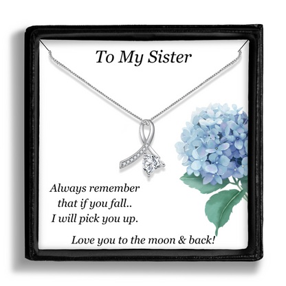 Gift for Sister - Pendant Necklace - Sentimental Message Card - I Will Always Pick You Up