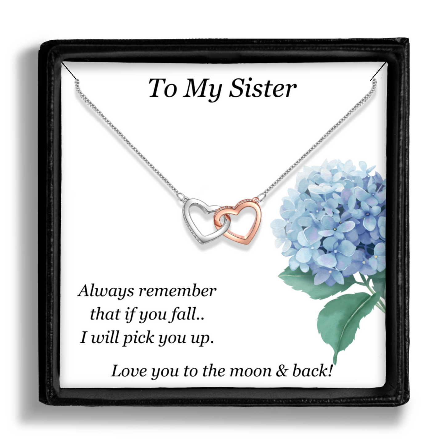 Gift for Sister - Pendant Necklace - Sentimental Message Card - I Will Always Pick You Up