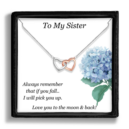 Gift for Sister - Pendant Necklace - Sentimental Message Card - I Will Always Pick You Up