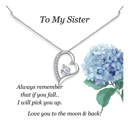 Gift for Sister - Pendant Necklace - Sentimental Message Card - I Will Always Pick You Up