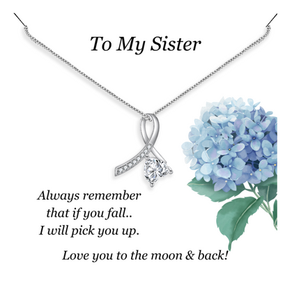 Gift for Sister - Pendant Necklace - Sentimental Message Card - I Will Always Pick You Up