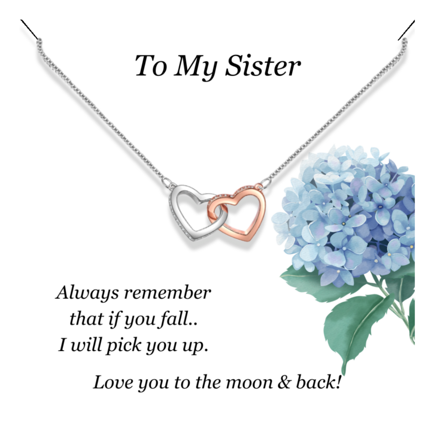 Gift for Sister - Pendant Necklace - Sentimental Message Card - I Will Always Pick You Up