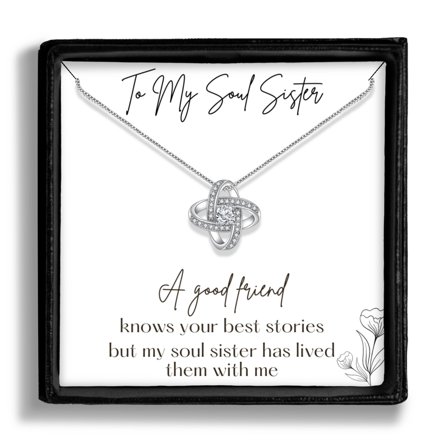 Gift for Best Friend - Soul Sister Pendant Necklace - Sentimental Message Card