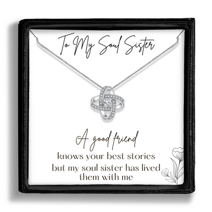 Gift for Best Friend - Soul Sister Pendant Necklace - Sentimental Message Card