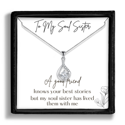 Gift for Best Friend - Soul Sister Pendant Necklace - Sentimental Message Card