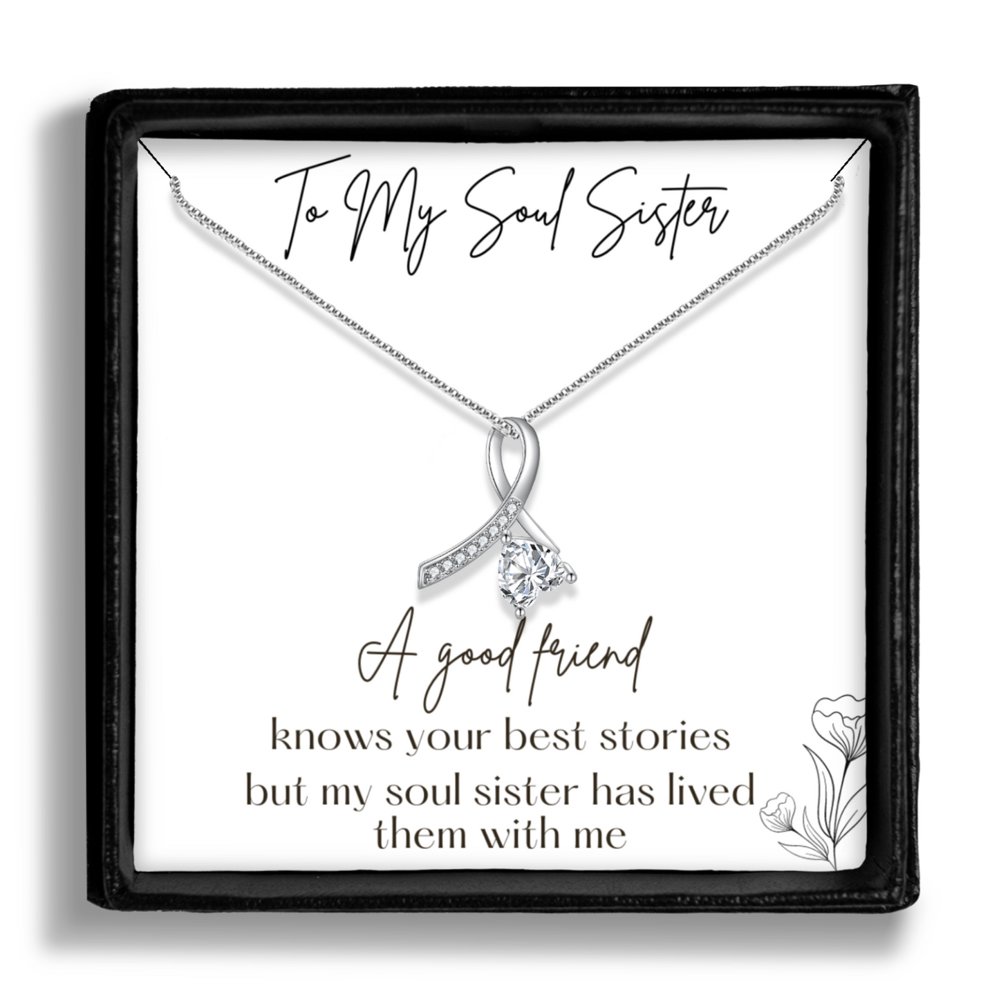 Gift for Best Friend - Soul Sister Pendant Necklace - Sentimental Message Card