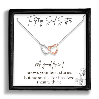 Gift for Best Friend - Soul Sister Pendant Necklace - Sentimental Message Card