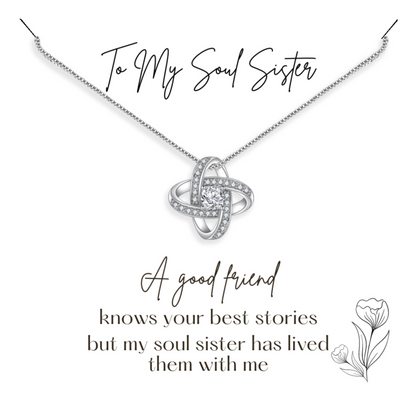 Gift for Best Friend - Soul Sister Pendant Necklace - Sentimental Message Card