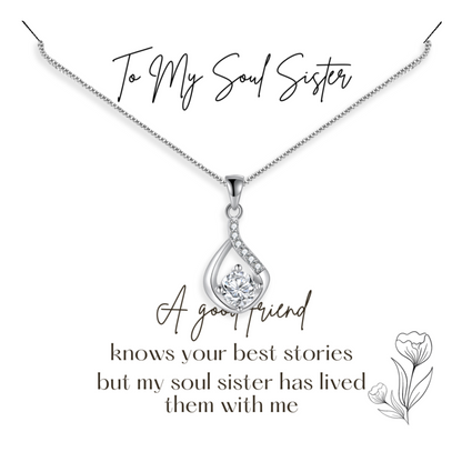 Gift for Best Friend - Soul Sister Pendant Necklace - Sentimental Message Card