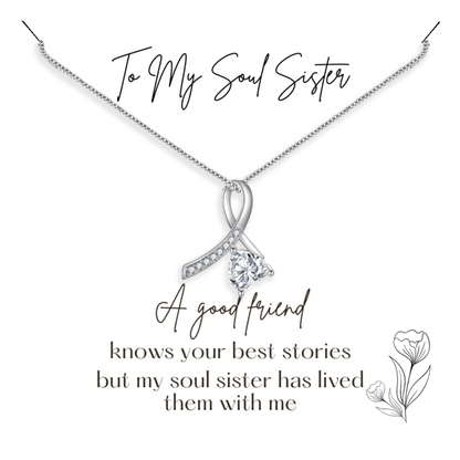 Gift for Best Friend - Soul Sister Pendant Necklace - Sentimental Message Card