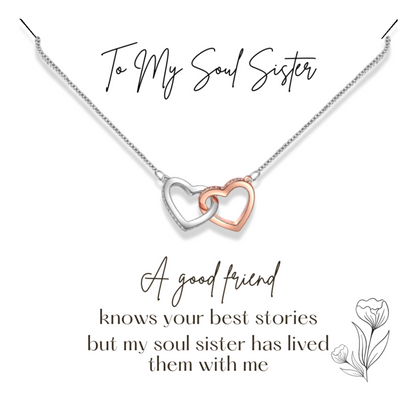 Gift for Best Friend - Soul Sister Pendant Necklace - Sentimental Message Card