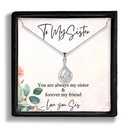 For My Sister Stunning Sterling Silver Teardrop Necklace Message Card