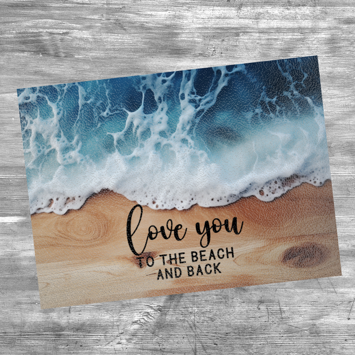 Textured Glass Chopping Board with Faux Wood and Ocean Backdrop - Love You to the Beach and Back