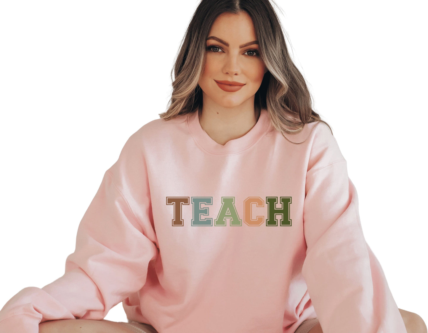 Collegiate Font Teacher Sweatshirt, Teach Elementary First Day Sweater