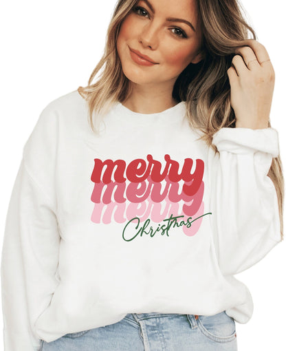 Retro Merry Merry Christmas Sweatshirt, Christmas  Shirt, Merry Christmas Sweatshirt Unisex Sweatshirt for Women Christmas Sweatshirt