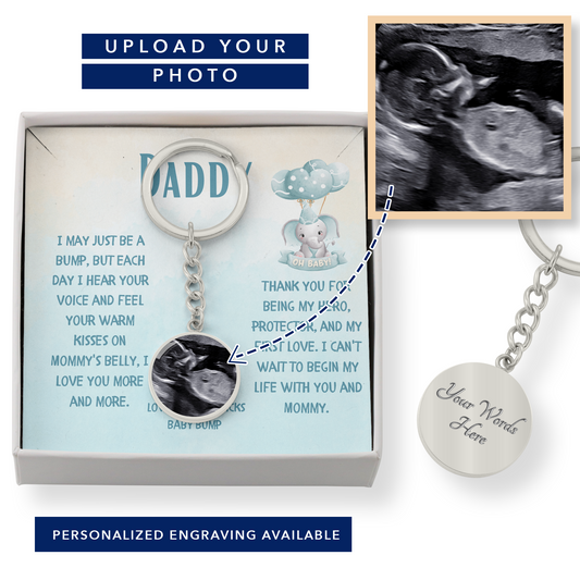 Sentimental Sonogram Photo Keychain: A Heartfelt Gift from Baby Bump to Daddy