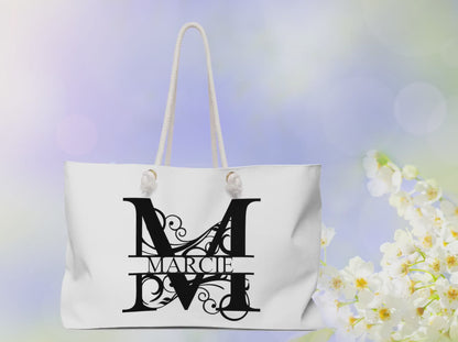 Monogrammed Tote Bag with Rope Handles, Weekender Bag, Bridesmaid Tote Bag