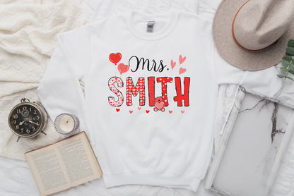 Teacher Valentine Shirt, Personalized Name Teacher Sweatshirt, Valentines Elementary Teacher T-Shirt, School Valentine Day Gifts for Teacher