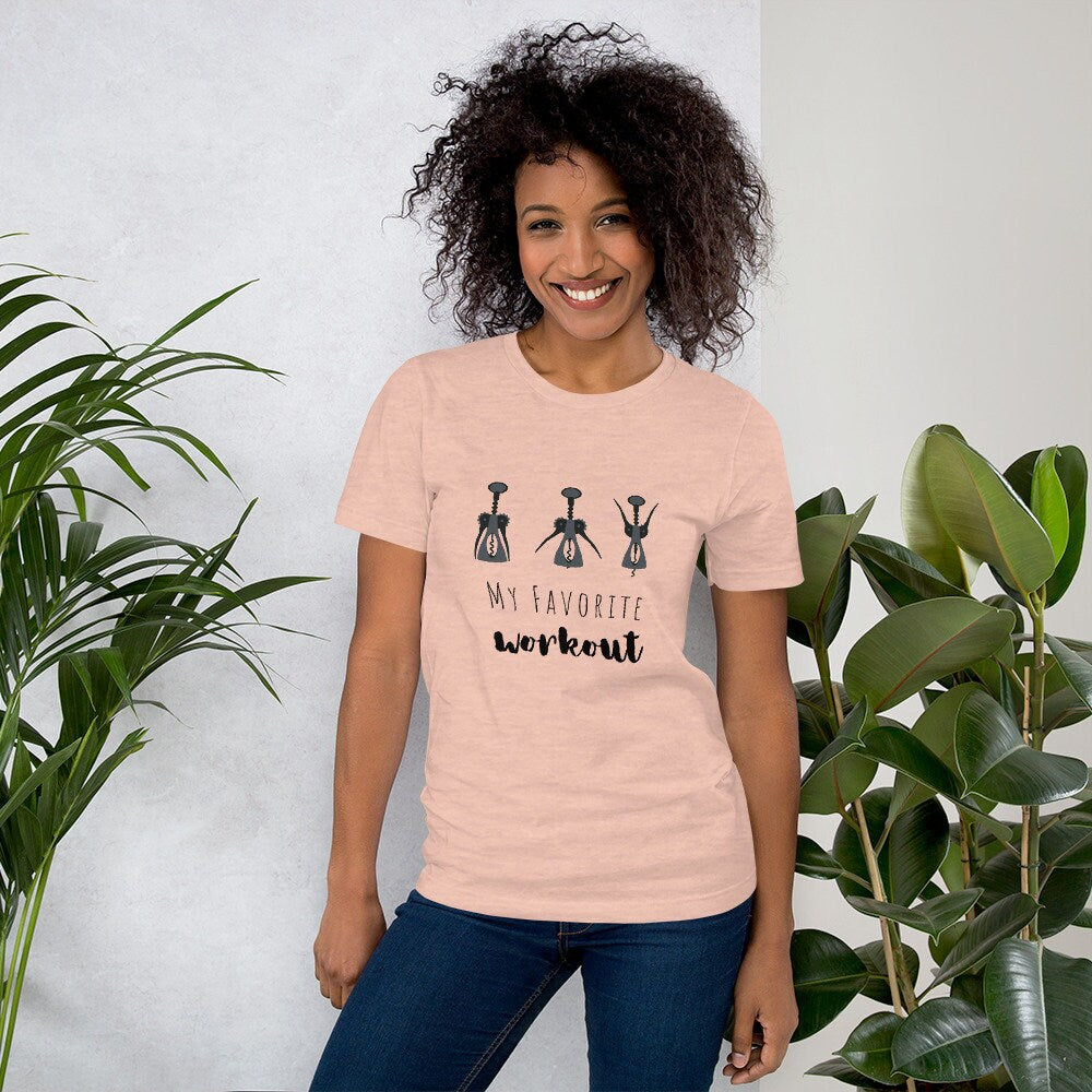 Women's Wine Lover My Favorite Corkscrew Workout T-Shirt Gift
