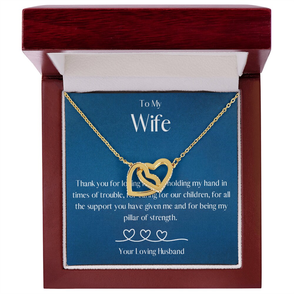 Gift for Wife from Husband, Gift for Wife Necklace, Gift for Wife Birthday Necklace, Gift for Wife Christmas, Wife Necklace - Mardonyx Jewelry Interlocking Hearts Necklace / Luxury Box