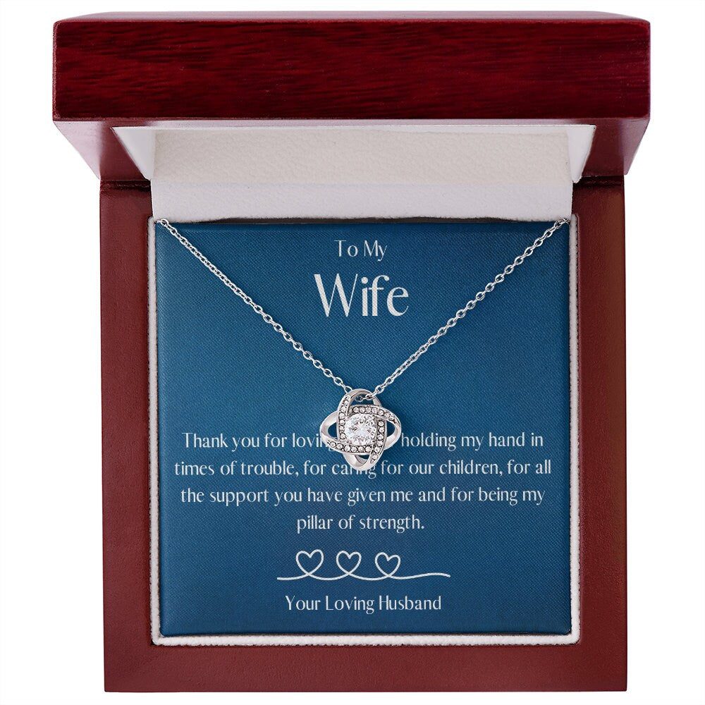 1st Anniversary Gift for Wife, To My Wonderful Wife Silver Love Knot Pendant Necklace, Gift for Wife, To My Wife Necklace, Military Wife