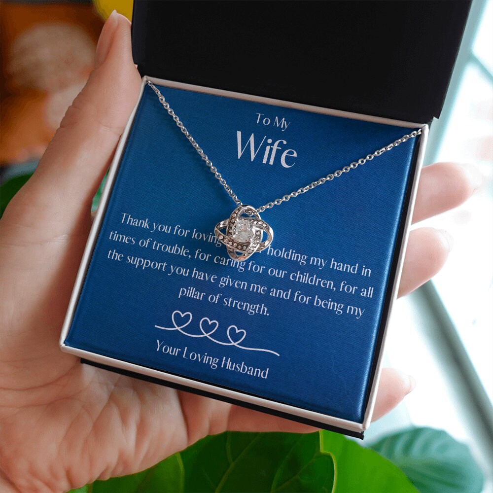 1st Anniversary Gift for Wife, To My Wonderful Wife Silver Love Knot P – Mardonyx