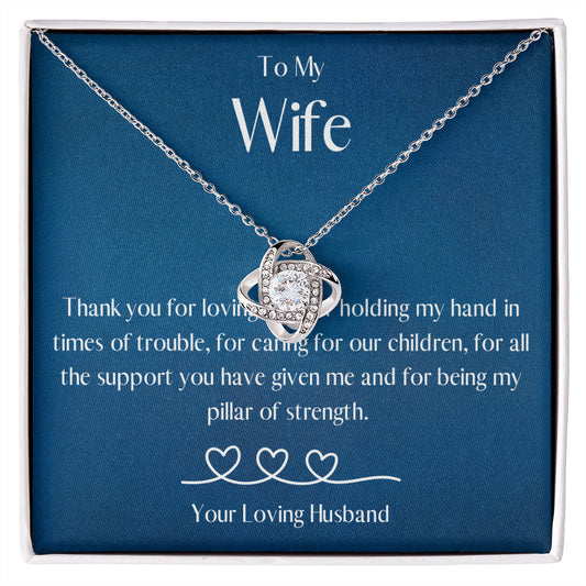 1st Anniversary Gift for Wife, To My Wonderful Wife Silver Love Knot Pendant Necklace, Gift for Wife, To My Wife Necklace, Military Wife