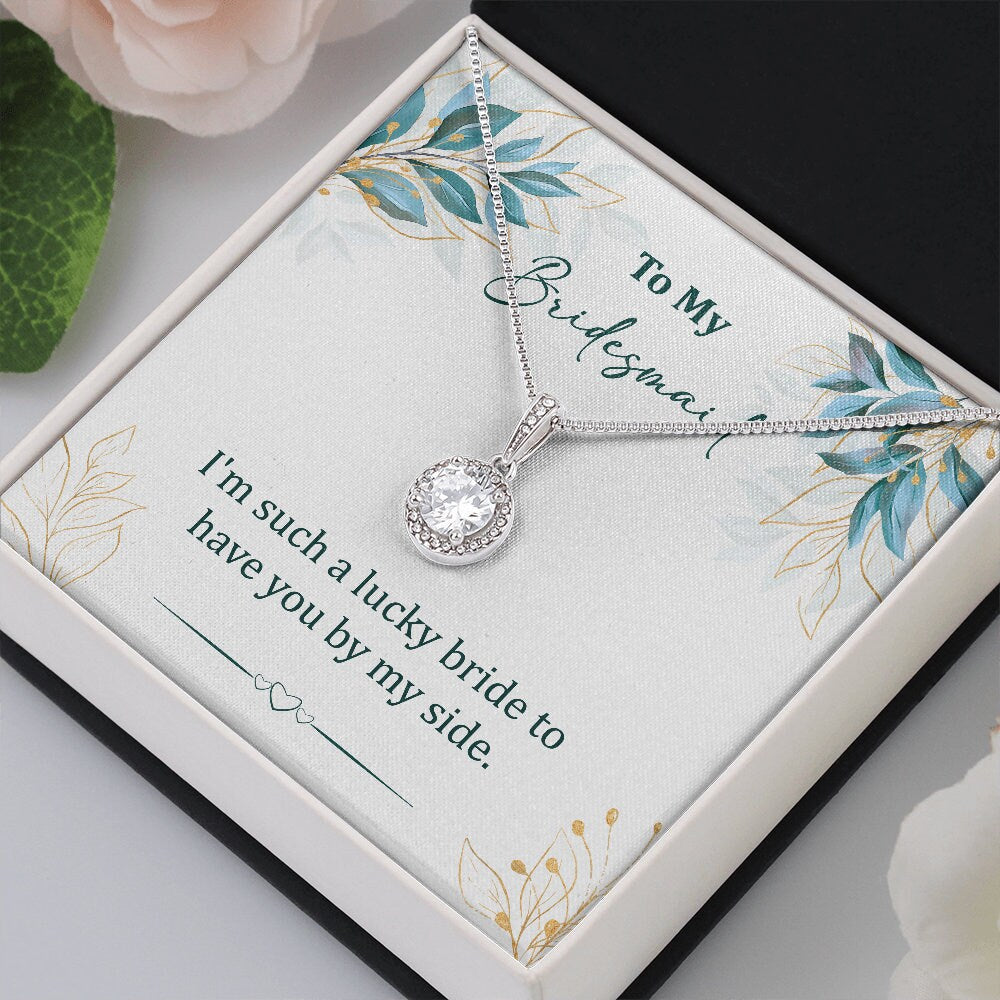 Bridesmaid Pendant Necklace, Gift for Bridesmaid, Wedding Necklace, Cubic Zirconia Diamond, Poem Card Gift Box - Mardonyx Jewelry