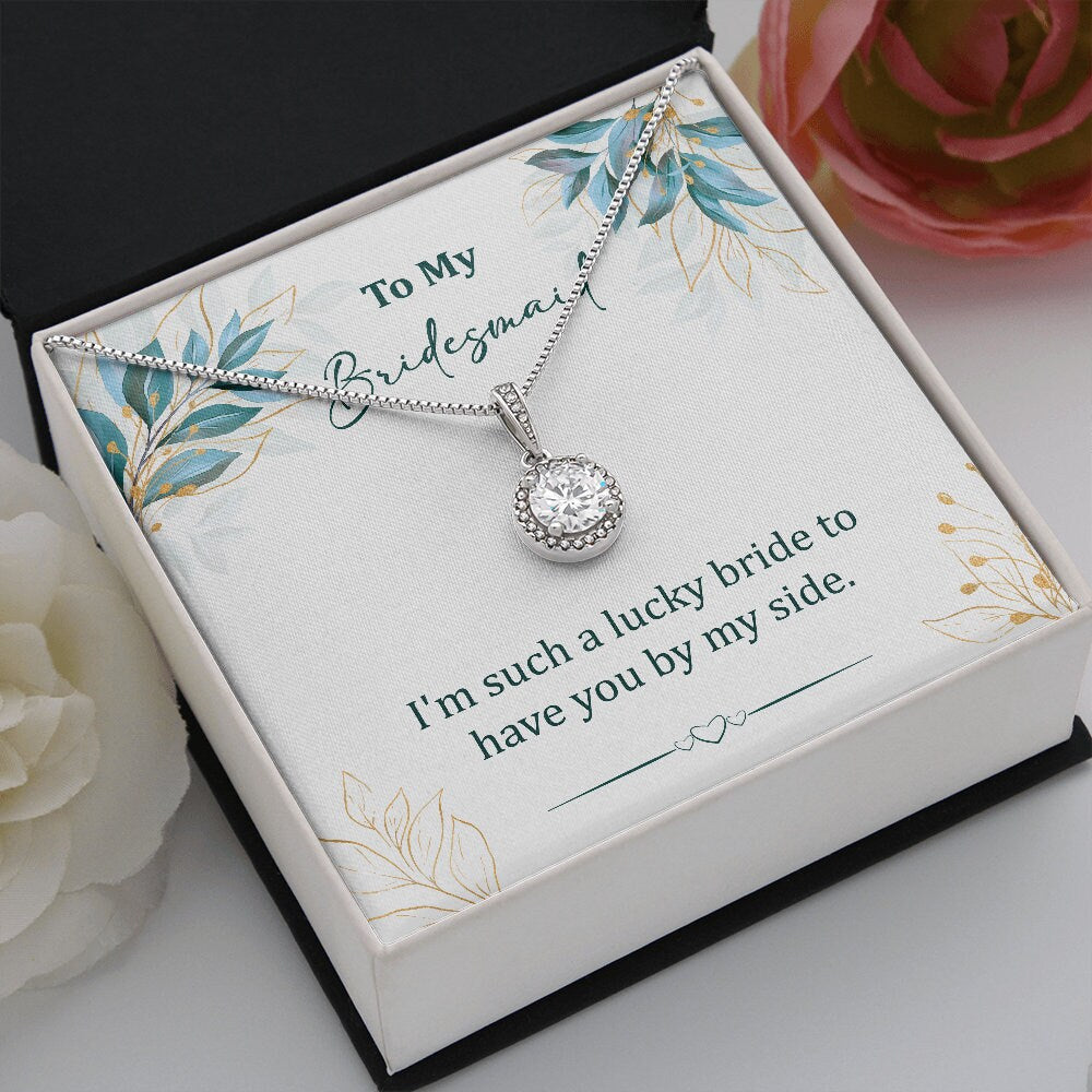 Bridesmaid Pendant Necklace, Gift for Bridesmaid, Wedding Necklace, Cubic Zirconia Diamond, Poem Card Gift Box - Mardonyx Jewelry