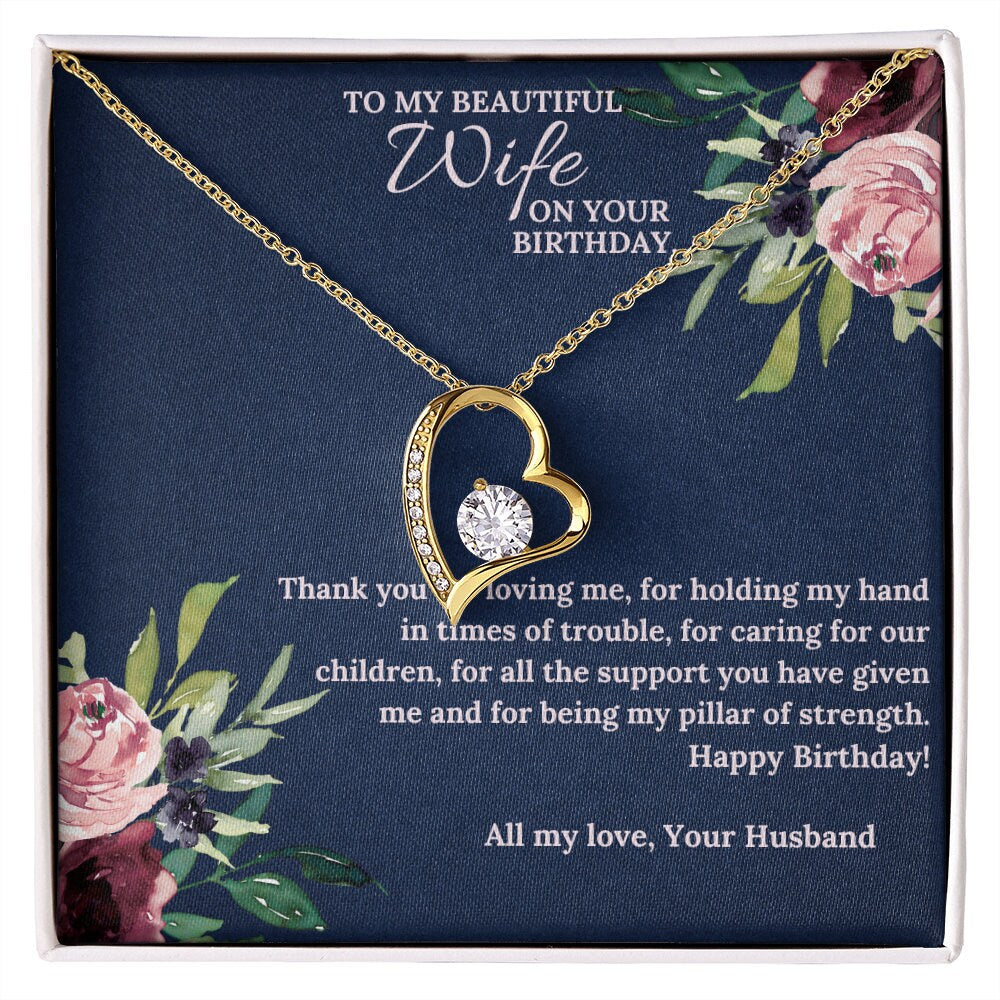 Birthday Gift for Wife, Wife Birthday, Happy Birthday Beautiful Wife, Diamond Heart Necklace, Wife Gift, Soulmate Gift, Wife Necklace Gift