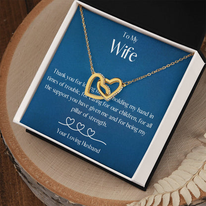 Gift for Wife from Husband, Gift for Wife Necklace, Gift for Wife Birthday Necklace, Gift for Wife Christmas, Wife Necklace - Mardonyx Jewelry Interlocking Hearts Necklace (Gold)