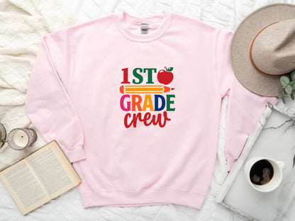 First Grade Teacher Sweatshirt, Teacher Grade Gift, 1st Grade Sweatshirt, First Grade Sweatshirt, 1st Grade Team, Teacher Squad Shirts - Mardonyx Sweatshirt Light Pink / S