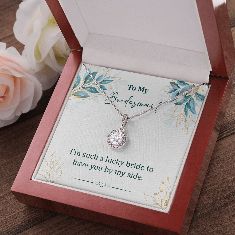Bridesmaid Pendant Necklace, Gift for Bridesmaid, Wedding Necklace, Cubic Zirconia Diamond, Poem Card Gift Box