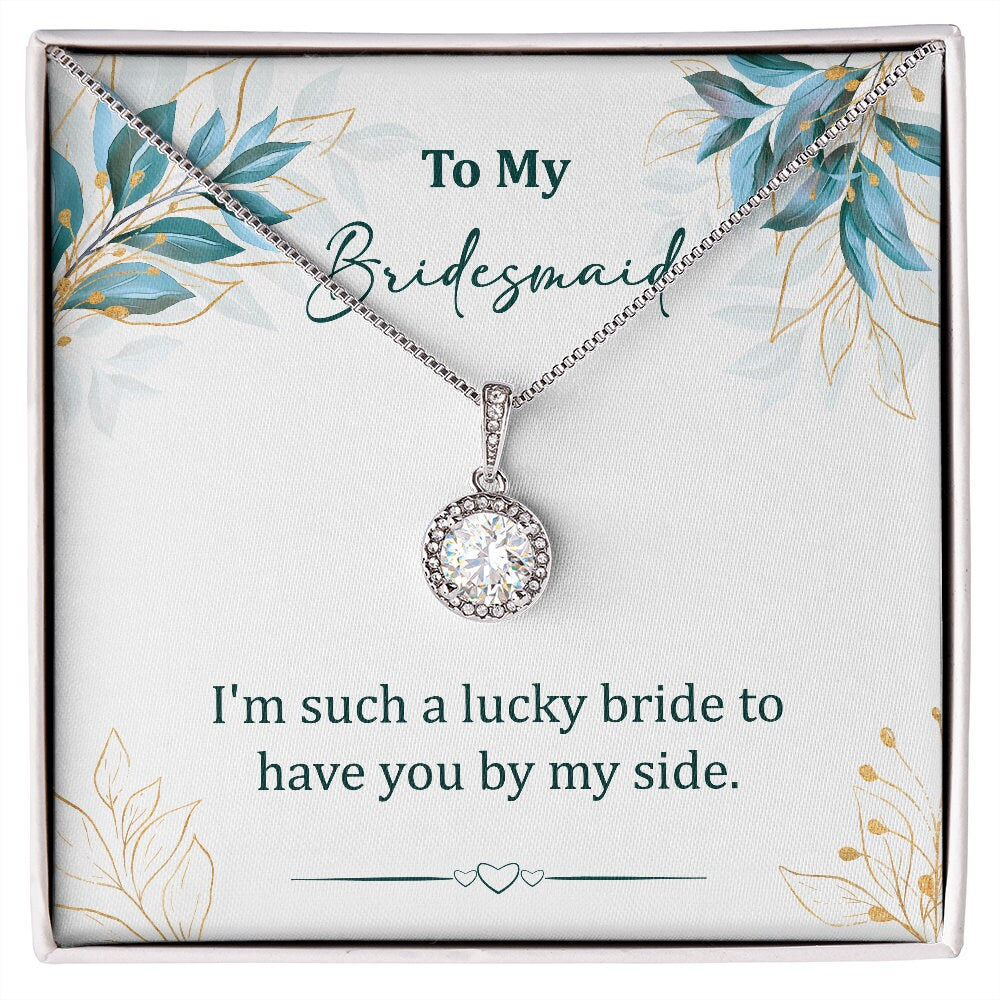 Bridesmaid Pendant Necklace, Gift for Bridesmaid, Wedding Necklace, Cubic Zirconia Diamond, Poem Card Gift Box - Mardonyx Jewelry