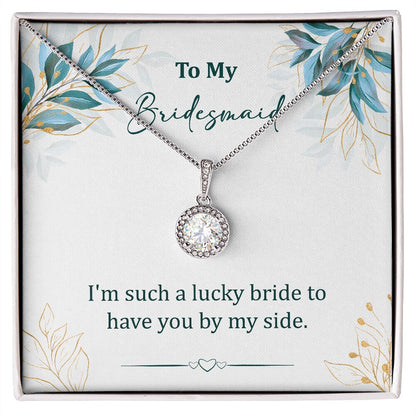 Bridesmaid Pendant Necklace, Gift for Bridesmaid, Wedding Necklace, Cubic Zirconia Diamond, Poem Card Gift Box - Mardonyx Jewelry