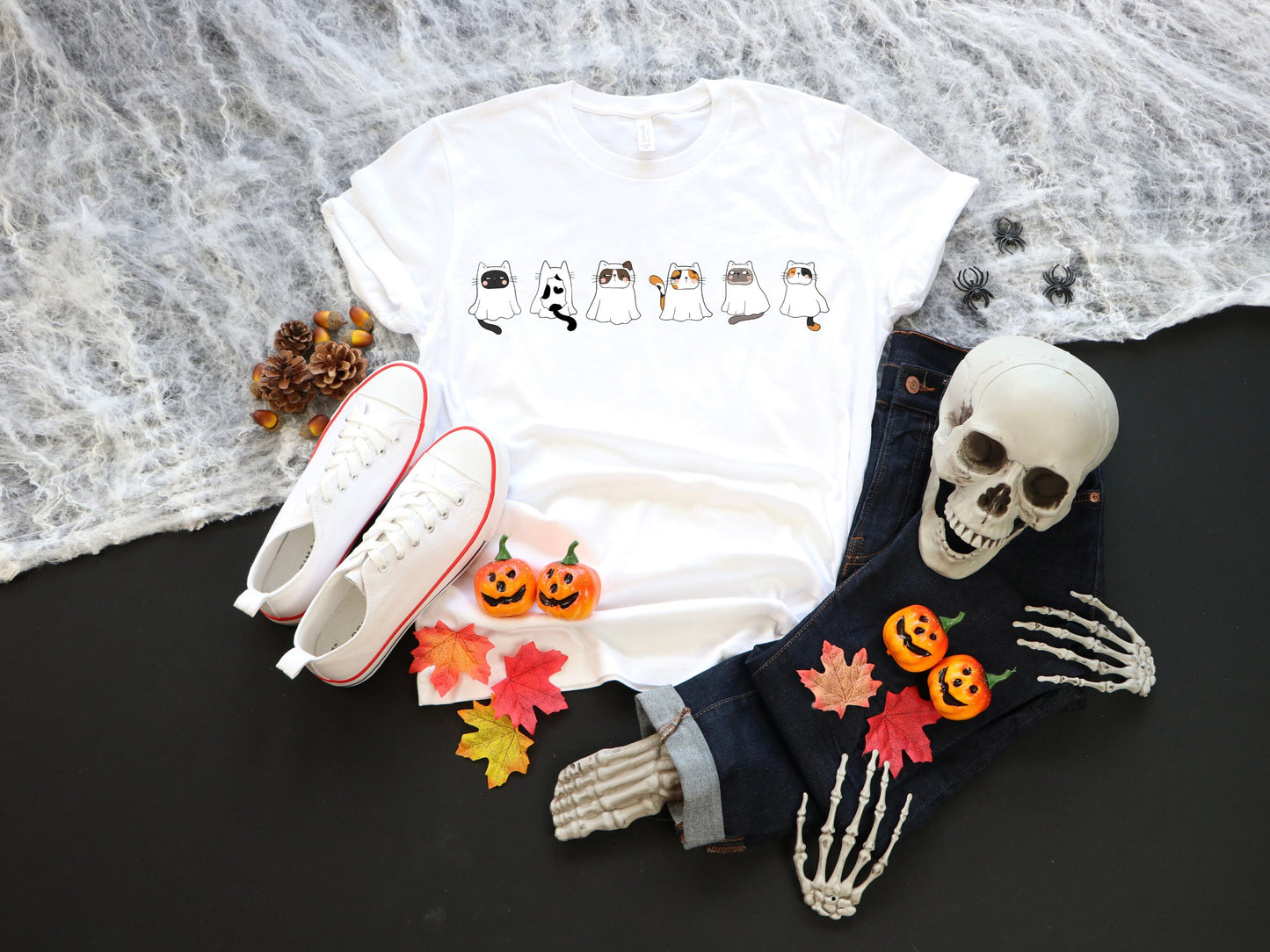 Halloween Cat Shirt, Ghost Cat Halloween T-Shirt